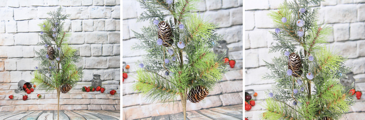 Artificial Decorative Christmas Spray With Pine Cone/Glitter/Blue Berry