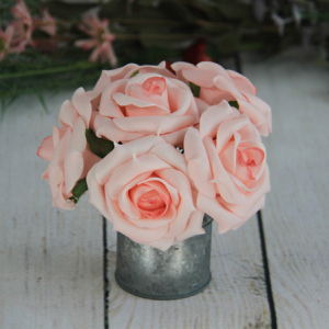 8Cm Artificial Decorative Wedding Pink Rose 6Pcs/Bunch