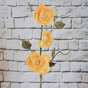 84Cm Künstliche / Dekorative Organza-Blume Gelb-Orange Chinese Rose