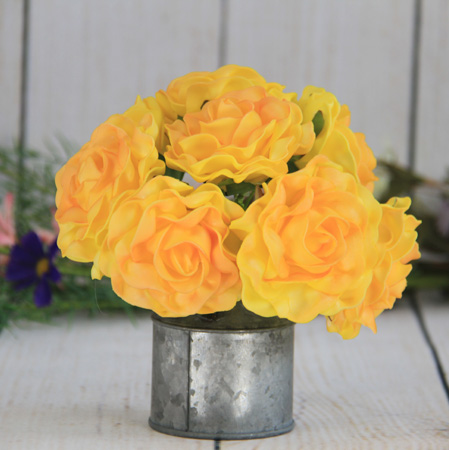 7.5Cm Artificial Decorative Wedding Yellow-Orange Rose, 8Pcs/Bunch