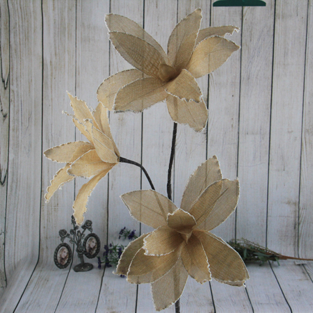 Lirio de flor de ramio decorativo artificial de 110 cm con borde de espuma