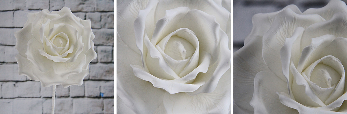 Flor de espuma impresa decorativa artificial de 65 cm. Gran rosa individual.
