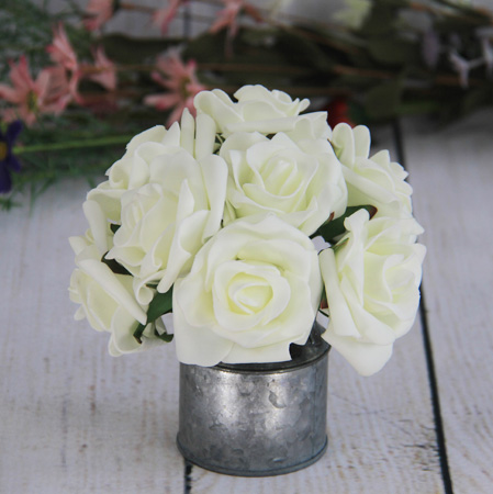 7Cm Artificial Decorative Wedding Small Cream Rose, 8Pcs/Bunch