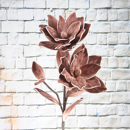 100Cm Rtificial Decorative Printed Foam Flower Magnolia With Leave