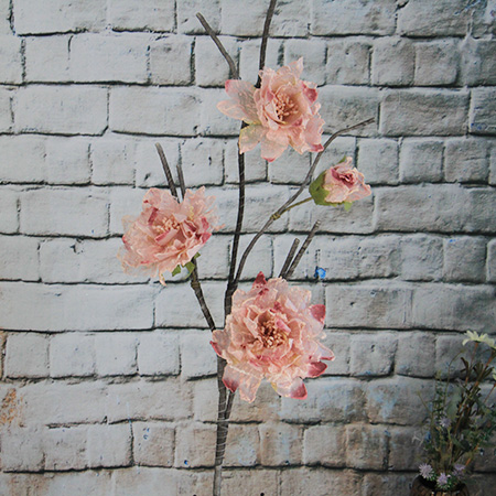 113 Искусственный / Декоративный цветок из органзы Пион 3 цветка