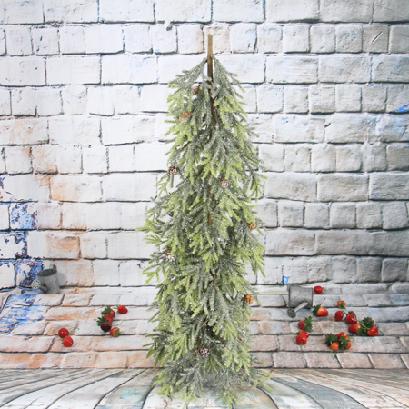 72Cm Artificial Decorative Antlers Pine Christmas Tree With Pine Cone, Iron Pedestal