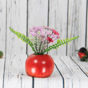 17X9.5Cm Artificial/Decorative Fruits Pot With Daisy, Apple Pot
