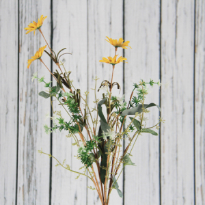 Girasol de flor silvestre artificial / decorativo de 56 cm, hojas de eucallyptus y gypsophila