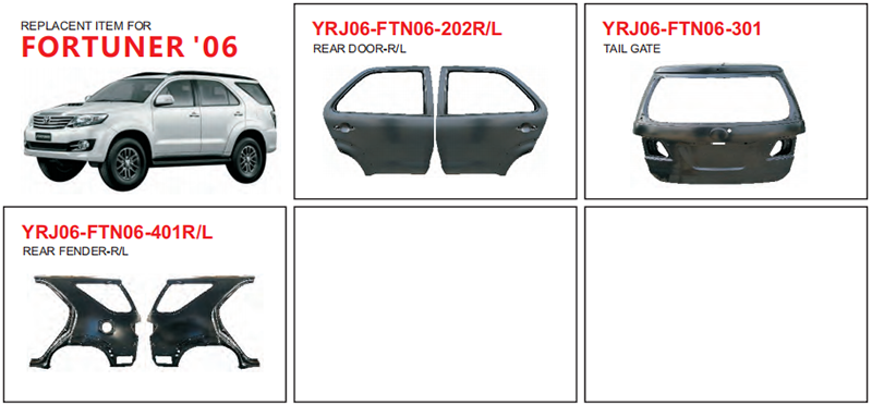 Auto Body Parts for Toyota Fortuner 2006