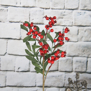  50cm Artificial Decorative Spray /pick With Red Berry/pomegranate