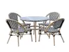 ZF3006 NoirTone Armless Teslin Mesh Dining Set (Black, 1 Table + 4 Chairs, Indoor-Outdoor Adaptable)