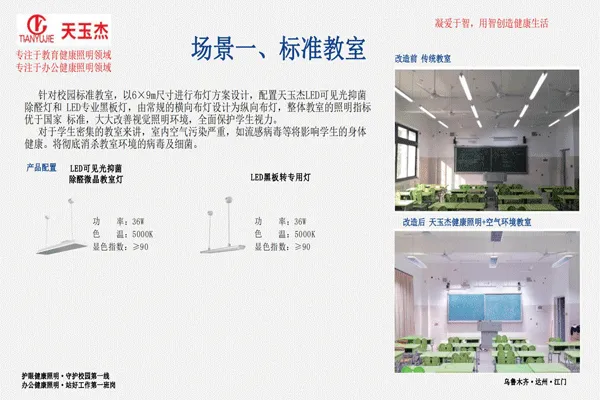 可見光抗菌除甲醛教室護眼燈