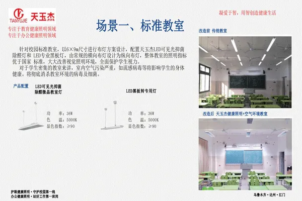可見光抗菌除甲醛教室護眼燈