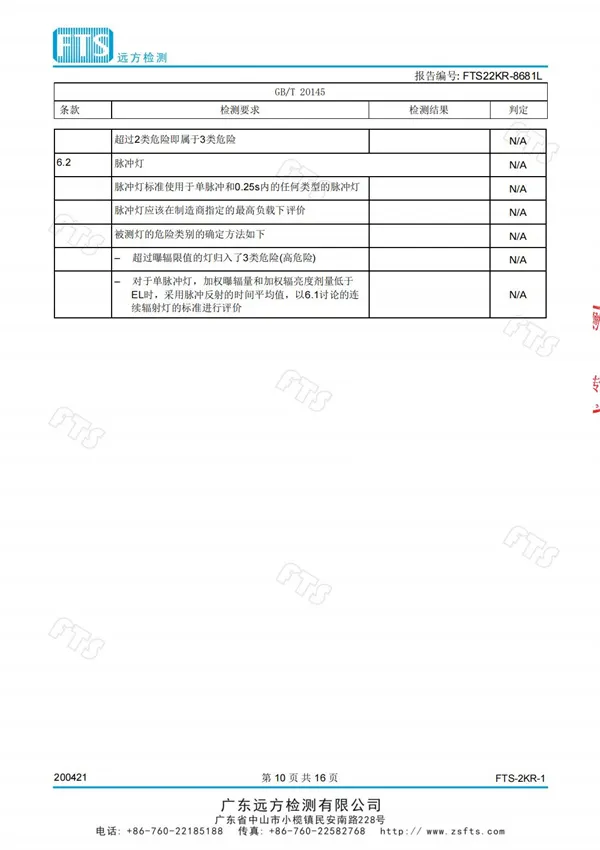 教室燈（光生物安全檢測(cè)報(bào)告）