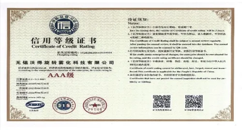 Credit rating certificate