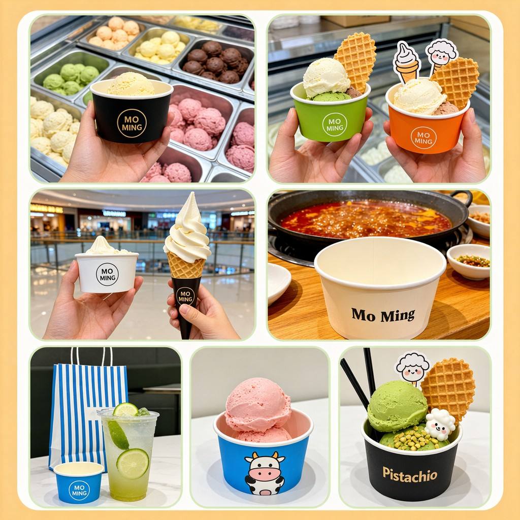 Geometric Pattern Custom Ice Cream Paper Cups detail 5