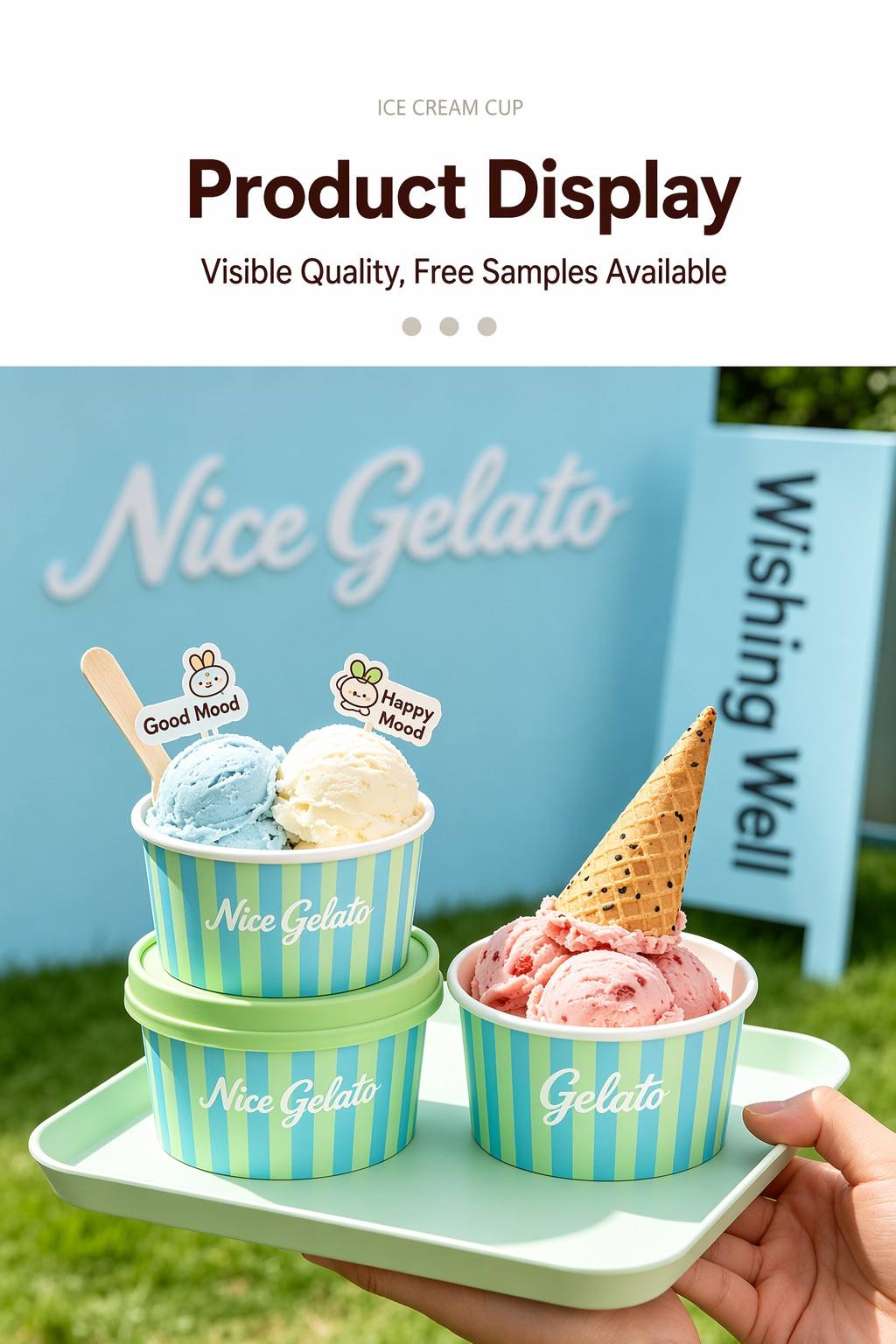 Geometric Pattern Custom Ice Cream Paper Cups detail 9