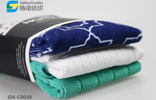 Printed Checkered Tea Towel with Drawstring