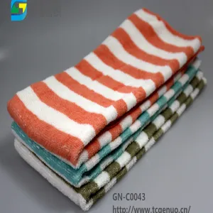 100% Polyester Cationic Striped Tea Towel