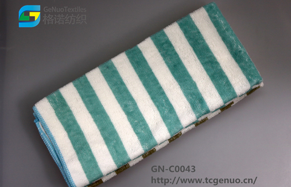 100% Polyester Cationic Striped Tea Towel