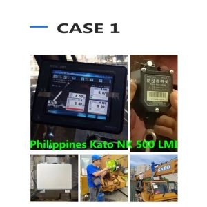 Client philippin Kato NK500 grue mobile équipée du système d'indicateur de moment de charge WTL-A700 avec jeu complet de pièces de rechange LMI de grue
