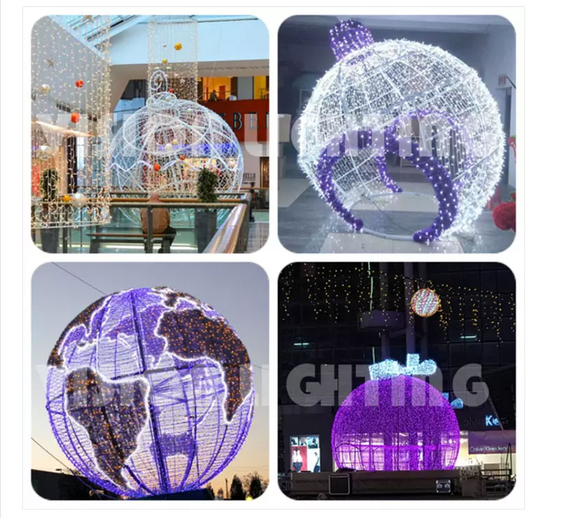 Hot sale Giant 3D bauble Arch Ball shape outdoor christmas decoration Motif Light
