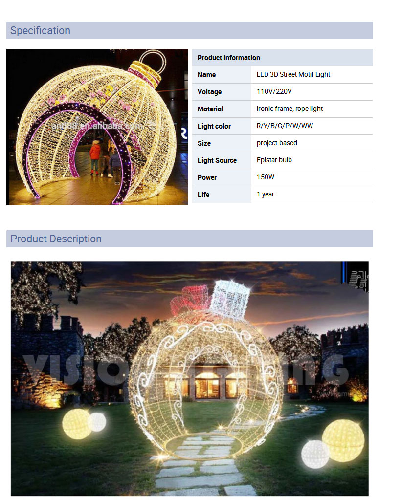 3D Large LED Giant Ball Motif Light for LED Street Motif Light