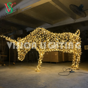 LED Vivid Simulated 3D Lighted Bull OX Animal Sculpture Light for Outdoor Decoration