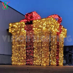 Gift Box Gigante Exterior y Interior Decoracion Luces de Navidad 3D Caja de Regalo