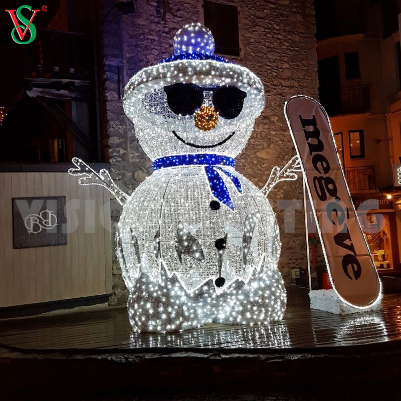 Holiday Decoration Led Christmas Snowman 3D Acrylic Sculpture Snowman Light