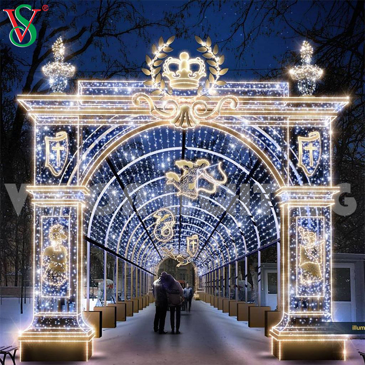 Outdoor Commercial Christmas Festival Decor Led Tunnel Arch Motif Light