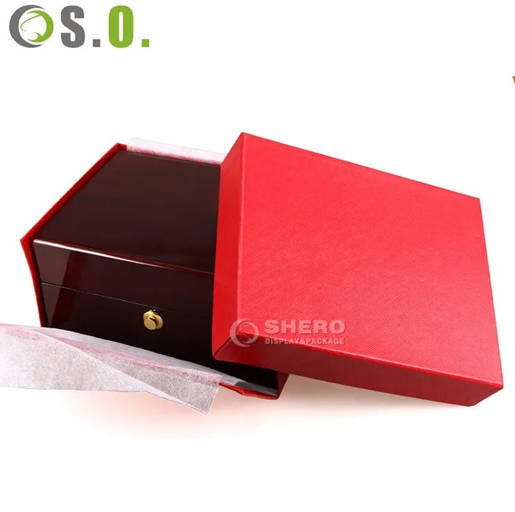 Top Ranking Wholesale Beige Leather Insert Custom Logo Luxury Watch Box Holder Organizer Wooden Watch Box