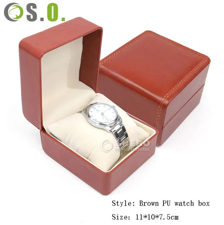 New Simple Classic Style Single Piece Eco-friendly PU Leather Watch Display Holder Man and Woman Watch Box