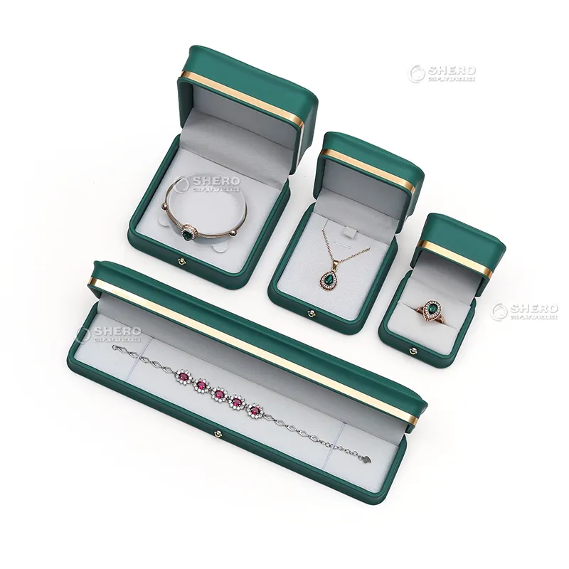 jewelry box gold buckle round corner jewellery packaging ring pendant necklace packing plastic box