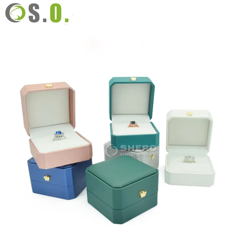 Jewellery Store Ring Earring Pendant Necklace Set Empty Case Luxury PU Leather Jewelry Gift Box