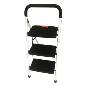3 step folding steel ladder wide steps CQX903