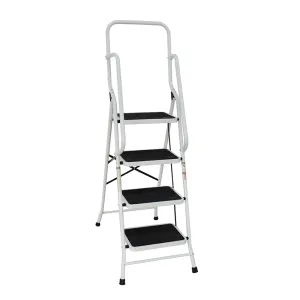 Household folding ladder for cleaning and organizing