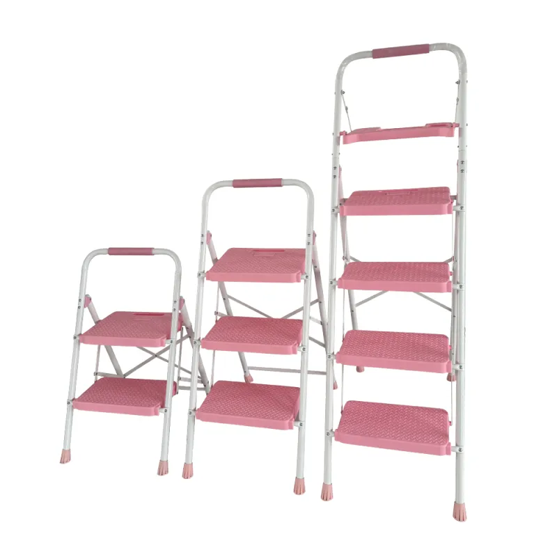 Steel folding ladder for storage rack access