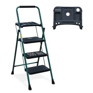 Household folding ladder with durable anti slip steps