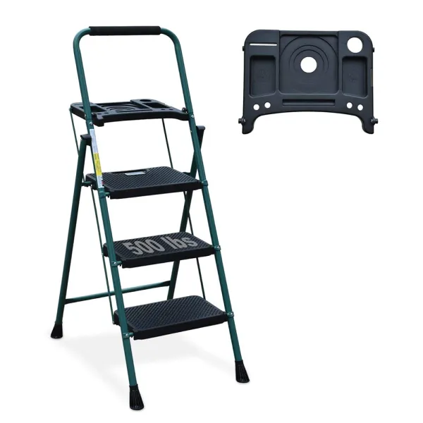 Household folding ladder with durable anti slip steps