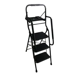 Steel folding ladder with handrail safe indoor step ladde CQX803-2T
