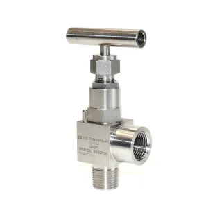 Angle needle valve for reactor