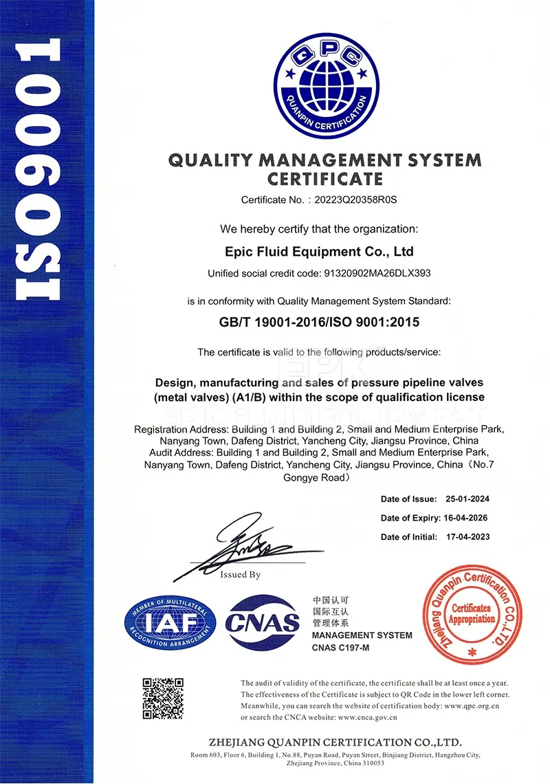 QUALITY MANAGEMENT SYSTEMCERTIFICATE