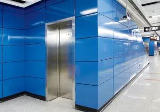 Blue Porcelain Enameled Steel Wall Panels for Elevator Lobbies