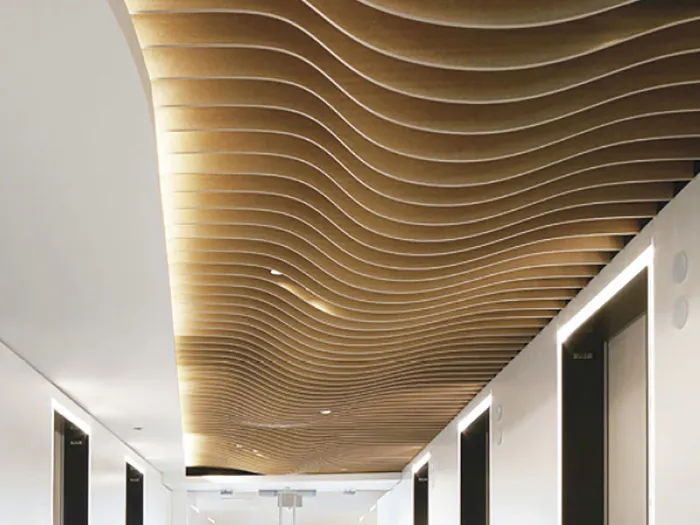 Wood Grain Wave Aluminum Baffle Ceiling