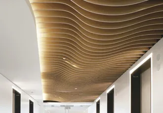 Wood Grain Wave Aluminum Baffle Ceiling