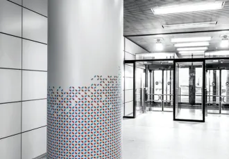 Patterned Porcelain Enameled Steel Panel for Column Cladding