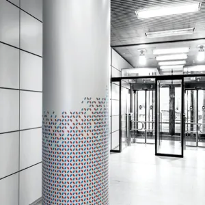 Patterned Porcelain Enameled Steel Panel for Column Cladding