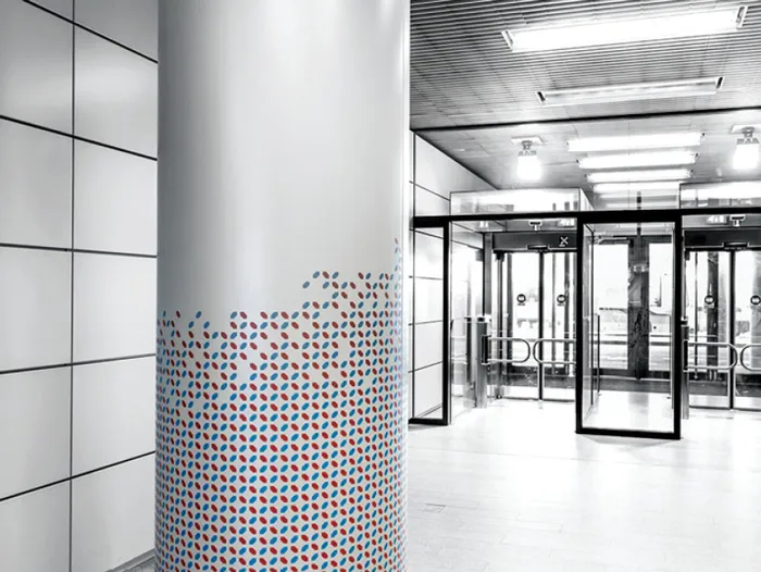 Patterned Porcelain Enameled Steel Panel for Column Cladding