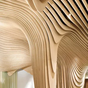 Sculptural Curved Aluminum Baffle Ceiling